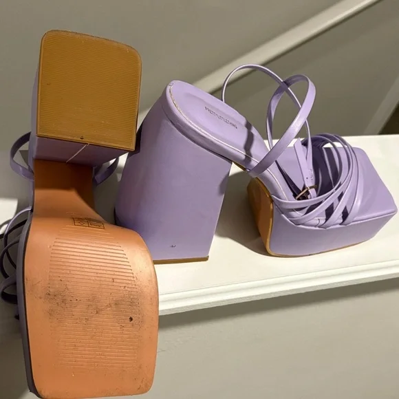 PrettyLittleThing Purple Platform Sandals - Picture 5 of 5